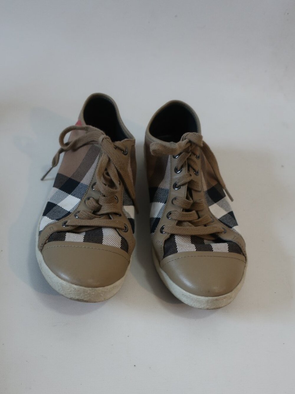 Authentic Burberry Taupe Vintage Housecheck Low-Top Vulcanized Sneakers 38 US/8 - Picture 2 of 15